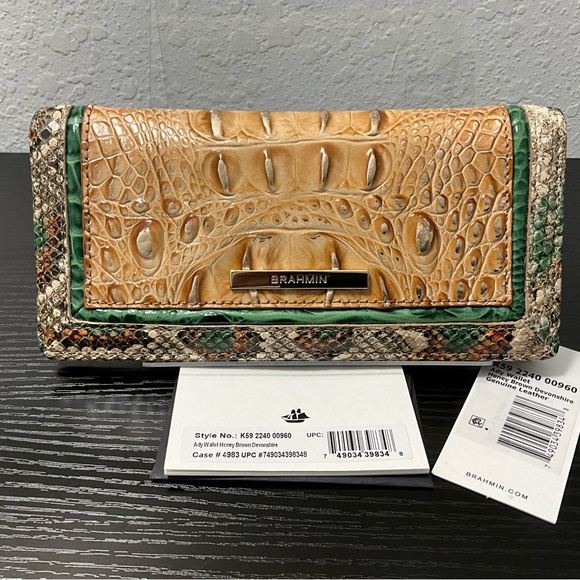 Brahmin Handbags - Brahmin Ady HONEY BROWN DEVONSHIRE Slim Wallet MIXED LEATHERS